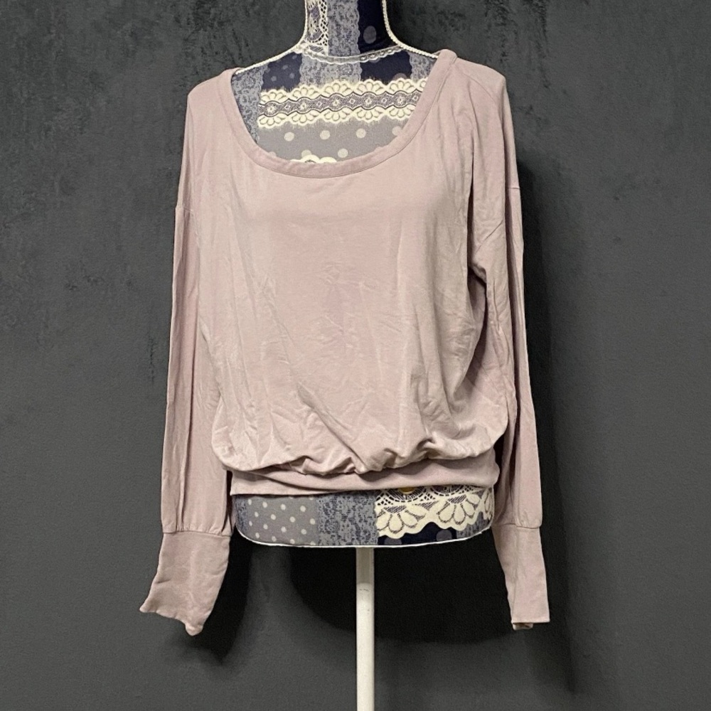 Cuyana Sweatshirt Womens M Purple Boat Neck Off-the-Shoulder Pullover Loungewear